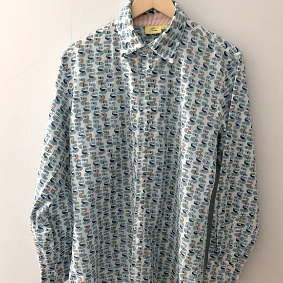 NWOT Roberta Roller Rabbit Men’s Medium button down Zoo shirt. Fish pattern - Picture 1 of 8
